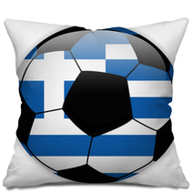 Greece Flag With Soccer Ball Background Pillows 67040628