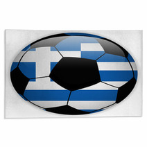 Greece Flag With Soccer Ball Background Rugs 67040628