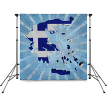 Greece Map Flag On Euros Sunburst Illustration Backdrops 67145838
