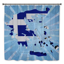 Greece Map Flag On Euros Sunburst Illustration Bath Decor 67145838