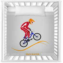 Greek Art Stylized BMX Racer Jumping On Tracks Nursery Decor 42069065