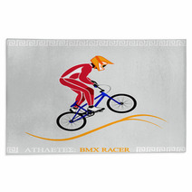 Greek Art Stylized BMX Racer Jumping On Tracks Rugs 42069065