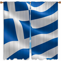 Greek Flag - Hellenic Republic Window Curtains 58763467