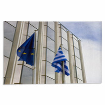 Greek Flag In Front A Building Rugs 61805923