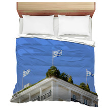 Greek Flags On A Roof Garden Bedding 63450518