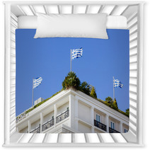 Greek Flags On A Roof Garden Nursery Decor 63450518