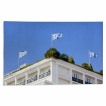 Greek Flags On A Roof Garden Rugs 63450518