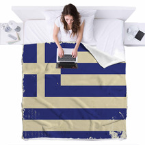 Greek Grunge Flag. Vector Illustration Blankets 68383539