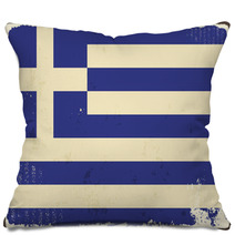 Greek Grunge Flag. Vector Illustration Pillows 68383539