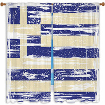 Greek Grunge Flag. Vector Illustration Window Curtains 62941897