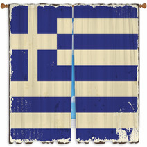 Greek Grunge Flag. Vector Illustration Window Curtains 68383539