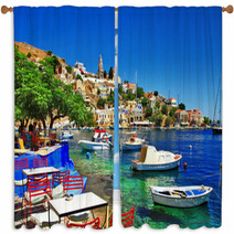 Greek Holidays. Symi Island Window Curtains 55428715