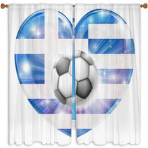 Greek Soccer Heart Flag Window Curtains 61898965