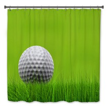 Green 3d Conceptual Grass Background With A White Golf Ball Bath Decor 99112702