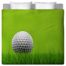 Green 3d Conceptual Grass Background With A White Golf Ball Bedding 99112702