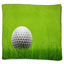 Green 3d Conceptual Grass Background With A White Golf Ball Blankets 99112702