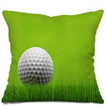 Green 3d Conceptual Grass Background With A White Golf Ball Pillows 99112702