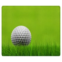 Green 3d Conceptual Grass Background With A White Golf Ball Rugs 99112702
