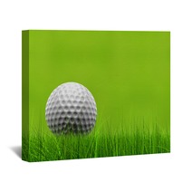 Green 3d Conceptual Grass Background With A White Golf Ball Wall Art 99112702