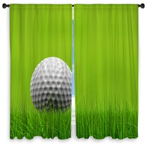 Green 3d Conceptual Grass Background With A White Golf Ball Window Curtains 99112702