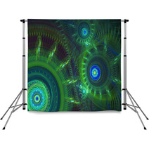 Green And Blue Mechanical Spirals Backdrops 70491737