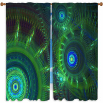 Green And Blue Mechanical Spirals Window Curtains 70491737