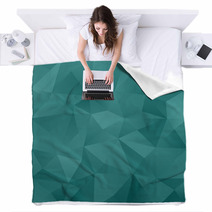 Green Blue Abstract Irregular Triangle Pattern Background Blankets 66433983