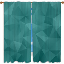 Green Blue Abstract Irregular Triangle Pattern Background Window Curtains 66433983