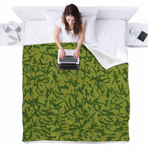 Green Camouflage With Spots Blankets 65503422