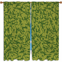 Green Camouflage With Spots Window Curtains 65503422