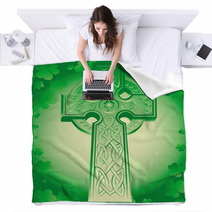 Green Celtic Cross Blankets 30088403