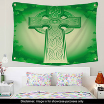 Green Celtic Cross Wall Art 30088403