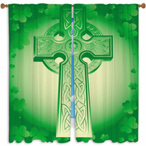 Green Celtic Cross Window Curtains 30088403