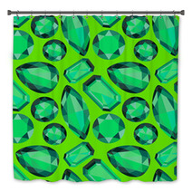 Green Emerald Seamless Pattern. EPS10. No Gradient, No Transpare Bath Decor 63595645