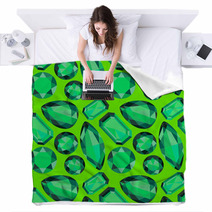 Green Emerald Seamless Pattern. EPS10. No Gradient, No Transpare Blankets 63595645