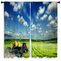 Green Field And Blue Sky Window Curtains 86022492