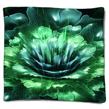 Green Futuristic Flower Blankets 55366873