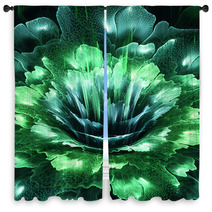 Green Futuristic Flower Window Curtains 55366873