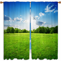 Green Grass And Trees Window Curtains 67056802