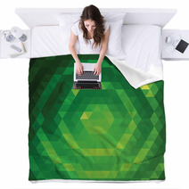 Green Grid Pattern Blankets 58016804
