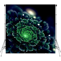 Green Light Fractal Flower, Digital Artwork Backdrops 61256073