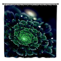Green Light Fractal Flower, Digital Artwork Bath Decor 61256073