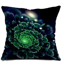 Green Light Fractal Flower, Digital Artwork Pillows 61256073