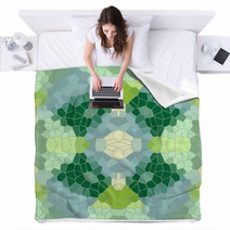 Green Mosaic Pattern Background Blankets 73015273