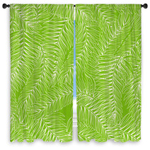 Green Palm Leaves Window Curtains 69279006