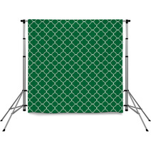Green Quatrefoil Pattern Backdrops 73167107