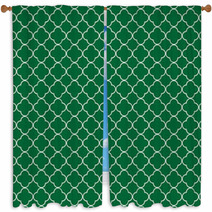 Green Quatrefoil Pattern Window Curtains 73167107