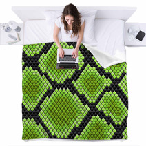 Green Seamless Pattern Of Reptile Skin Blankets 55112993