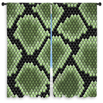 Green Seamless Snake Skin Pattern Window Curtains 54419555
