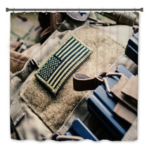 Green U S Flag On The Bulletproof Vest Bath Decor 106284295